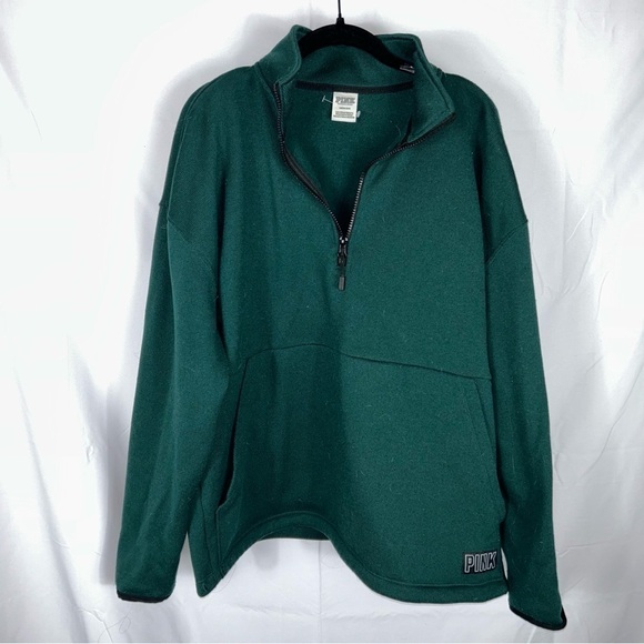 Victoria’s Secret Pink Jacket 1/2 Zip Long Sleeve Fleece Lined Oversize Pullover - Picture 2 of 13
